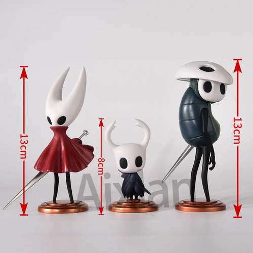 Set 3 Figuras Hollow Knight Caballero Hornet Quirrel 13 Cm