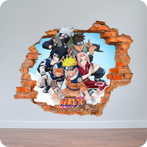 Vinilo Pared Rota 3d Serie Anime Naruto Anime 100x100