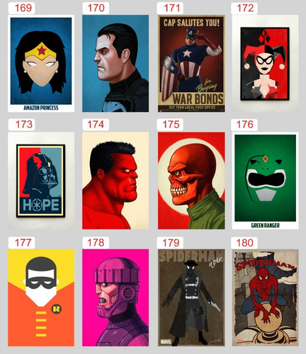 Imagem 6 de 10 de 5 Pôster Cartaz Personagem 2 Retro Vários P/ Emoldurar 40x30