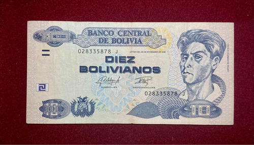Billete 10 Bolivianos 2015 Serie J Bolivia Pick 243 A.1 (Usado)