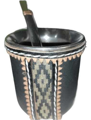 Mate Imperial Nueva Edición | Cuero Y Acero Inoxidable Negro Mate Imperial Forrado