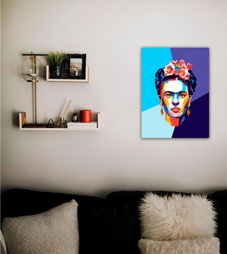 Cuadro Decorativo Canvas Coleccion Frida Kahlo 60x45 Color Frida Abstracto Armazón Natural