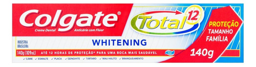 Pasta de dentes Colgate Total 12 Whitening  em creme  sem glúten 140 g