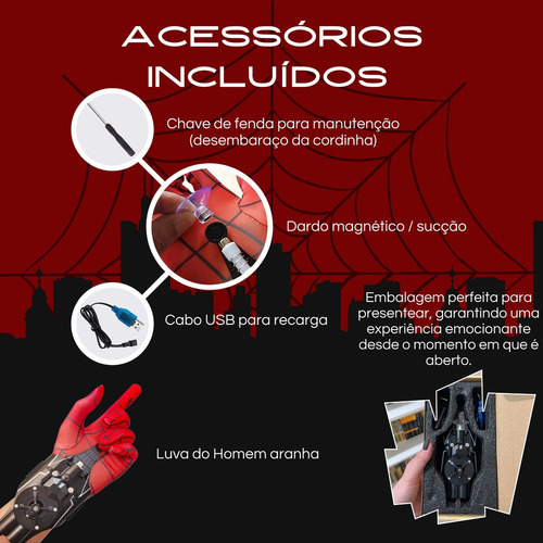 Luva Lança Teia Homem Aranha Brinquedo Presente Meninos Top