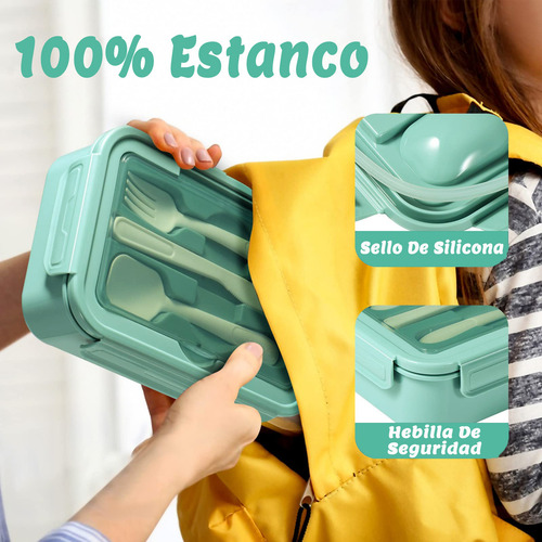 Lonchera Bento Con Cubiertos Para Oficina Escuela Microondas
