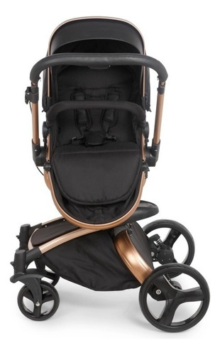 Carrinho De Bebê Travel System Dzieco Vulkan Preto /dourado Chassi Dourado