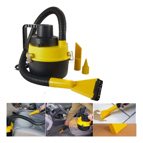 Aspiradora Tacho Limpia Alfombra Polvo Portatil Auto 3l Color Amarillo