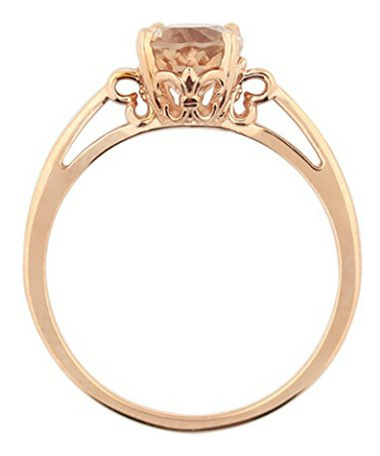 Anillo Oro Rosa 14k Con Morganita Ovalada