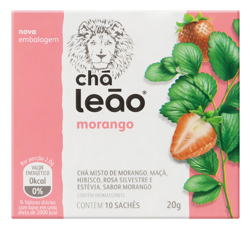 Chá Leão morango em sachê 20 g 10 u