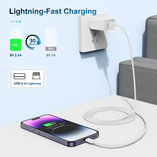 Cable De Carga Tumaber Certificado Apple Mfi De 6 Pies Para