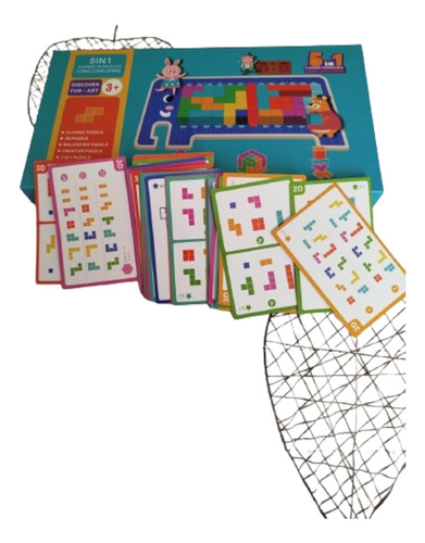 Juego Montessori Tetris 5 En 1 Didáctico Madera Rompecabeza