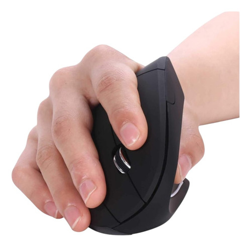 Mouse Optico Vertical Diseño Ergonomico Inalambrico Usb Negro
