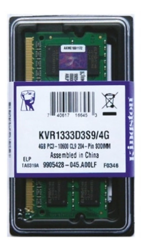 Ddr3 4gb 1333 Sodimm Kingston Kvr1333d3s9/4g