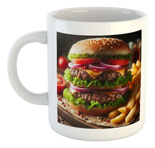 Taza Ceramica Hamburguesa Burger Papas Fritas Resto