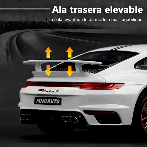 Coleccion De Escala Coche Juguete Porsche 911 Con Luz 1:32 Color Blanco
