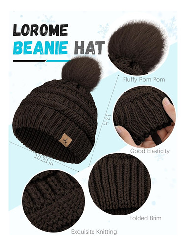 Gorro De Invierno Con Bufanda Guantes Y Orejeras Color Cafe