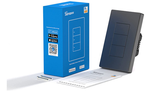 Plaqueta Inteligente Wifi Negra C/3 Int. Sonoff M5