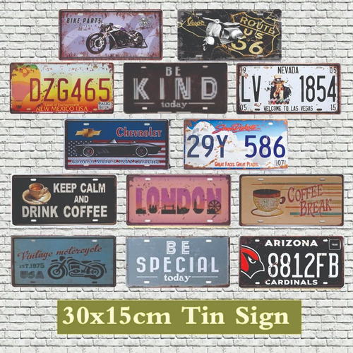 Imagen 5 de 9 de 20 Placas De Metal Vintage Retro Decorativas Antiguas 30x15