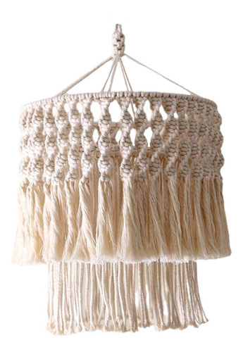 Lámpara De Macramé Nórdica, Estructura Metálica 20x35cm