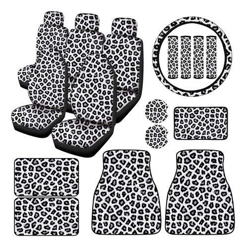 19 Fundas De Asiento De Leopardo Para Volante De Automovil, 