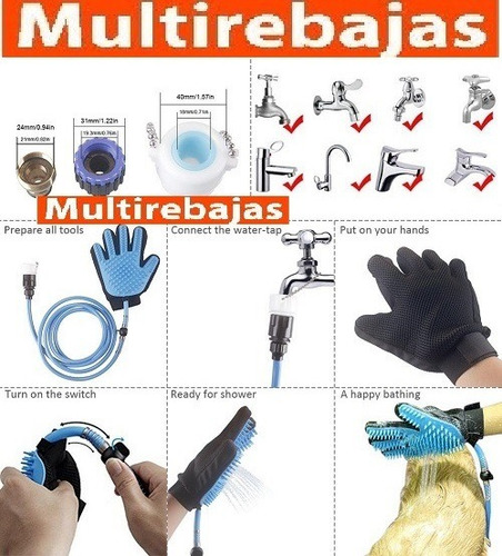 Imagen 2 de 3 de Manguera Para Mascotas Con Cepillo Masajeador