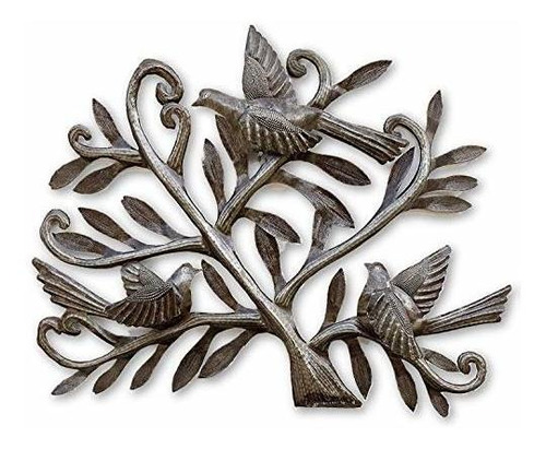 Pájaros, Metal Art De Haití, Árbol De La Vida, Reciclado 19.