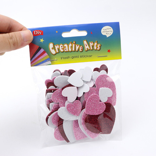 60 Calcomanías Stickers Foami Brillantina Corazones Valentin