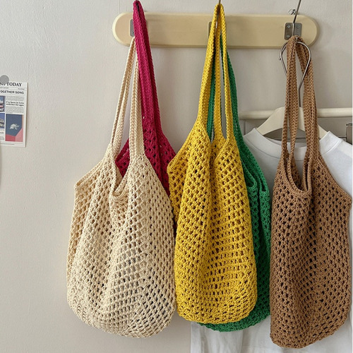 Bolso Bandolera Algodón Tejido Malla Playa Grande Boho