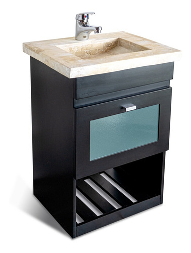 Imagen 4 de 9 de Vanitory Colgante 40cm Madera Bacha Travertino