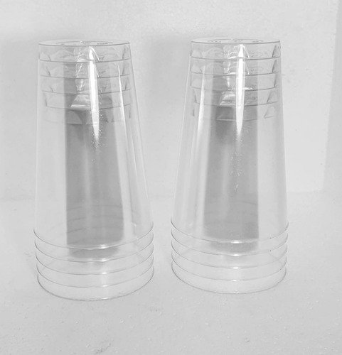 100 Copos Acrilico 300ml Lavável Descartável Cristal