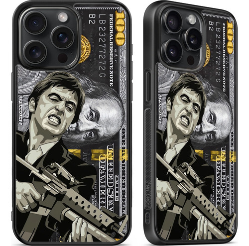 Funda Tony Montana Caracortada Scarface Dolar 100 Negro Negro Iphone 12 Pro Max