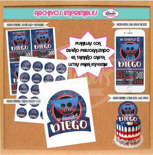 Invitación Digital E Imprimible Huggy Wuggy Poppy Playtime