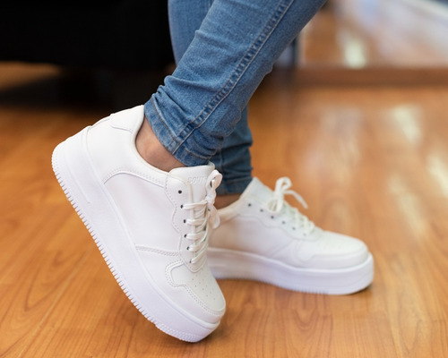 Imagen 2 de 7 de Zapatillas Mujer Moda Plataformas Sneakers Urbanas Cuero Pu