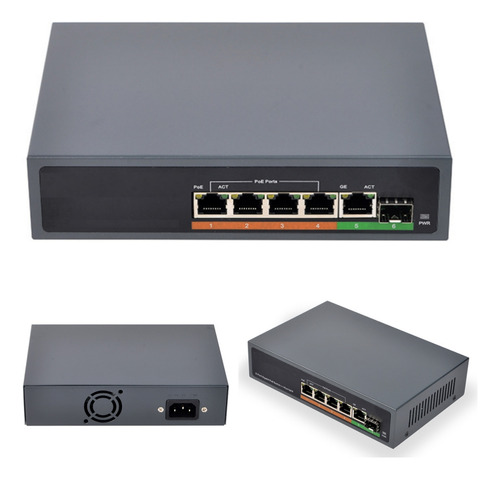 Conmutador Poe De 6 Puertos Para Punto Ethernet Rj45