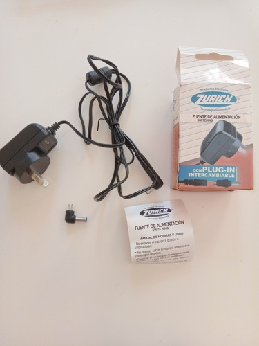Fuente Switching Zurich 9v-0.5a Plug 5,5x2,1 Intercambiable