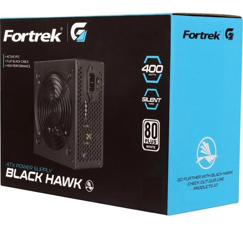 Fonte Gamer 400w White Black Fortrek Atx Hawk 80plus