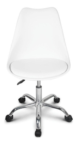 Cadeira De Escritorio Eames Giratoria Estofada Branca - Moob Cor Branco Material do estofamento Couro sintético