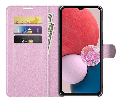 Capa protetora Danet Proteção Premium Flip Wallet rosa para Samsung Galaxy Galaxy a13 4g 6.6 de 1 unidade