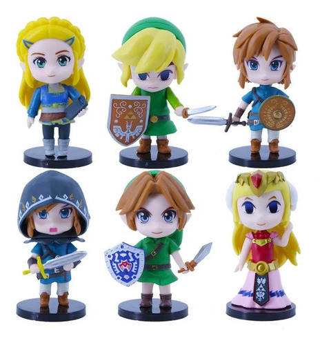 Pack 6 Figuras The Legend Of Zelda 10 Cm Link, Zelda, Toon L