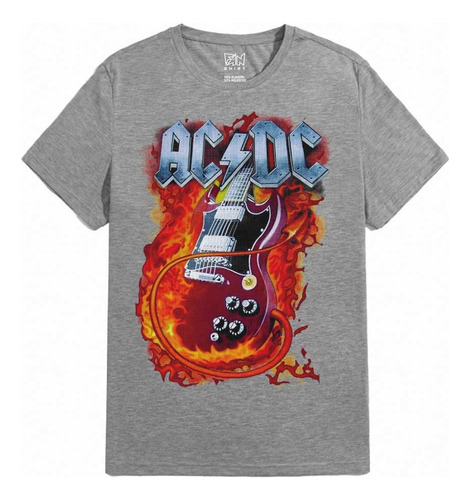 Ac Dc Guitarra En Llamas 212 Rock Polera Dtf