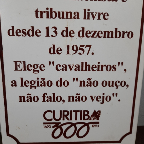 Imagem 3 de 5 de Curitiba 300 Anos Azulejo Comemorativo 1993. Boca Maldita