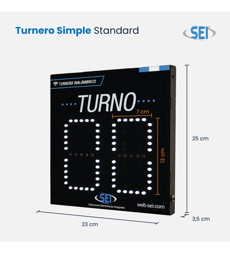 Turnero Inalámbrico Sei 13cm Con Control Teclado Numérico