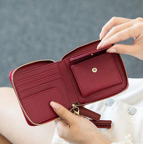 Carteras De Cuero Simples For Mujer Mini Monedero Sólido Con
