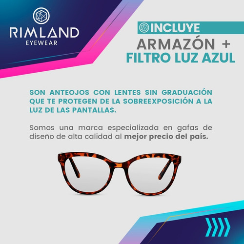 Imagen 5 de 8 de Armazón Anteojos Rimland Filtro Luz Azul Holiday Carey