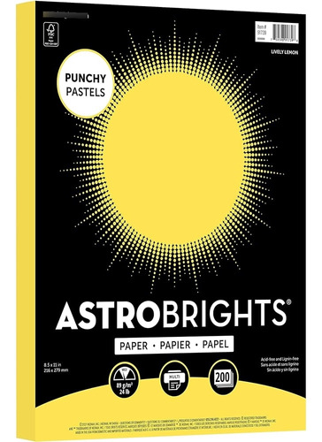 Papel Pastel Punchy Astrobrights, 8.5  X 11 , 24 Lb., Lively