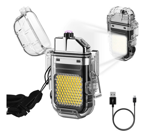 Mini Linterna Led Cob Recargable Con Encendedor Electrico Linterna Transparente Luz Blanco