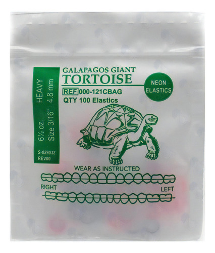 Ligas Intraorales 6 1/2 Oz 3/16 Tortuga Neon Colores (5pack)