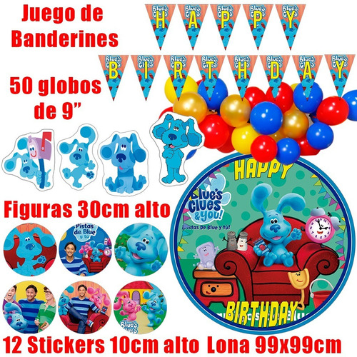 Kit Decoracion Set Globos Cumpleaños Tematica Pístas De Blue