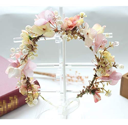 Llinfflr Perla Corona De Flores Guirnalda Floral Diadema Flo