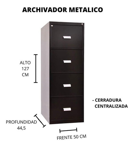 Archivo Fichero Metálico 4 Cajones C/cerradura  Reforzado  